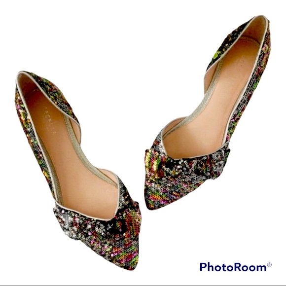 Anthropologie Shoes - Anthropologie Cecilia Meredith Sequined Rainbow Sparkly Bow Flats Sz  6.5